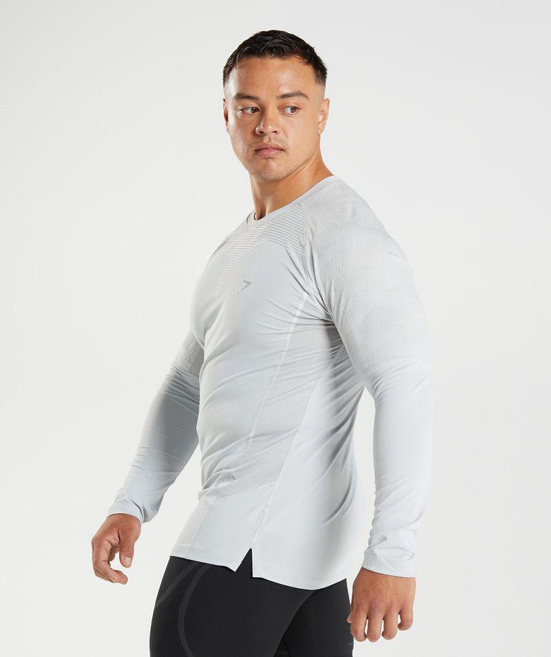 Gymshark 315 Long Sleeve T-Shirts Férfi Világos Szürke  Hungary |  BGVNT-6192