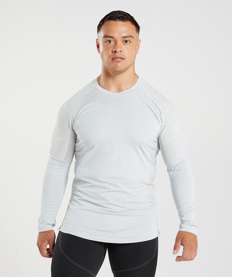 Gymshark 315 Long Sleeve T-Shirts Férfi Világos Szürke  Hungary |  BGVNT-6192