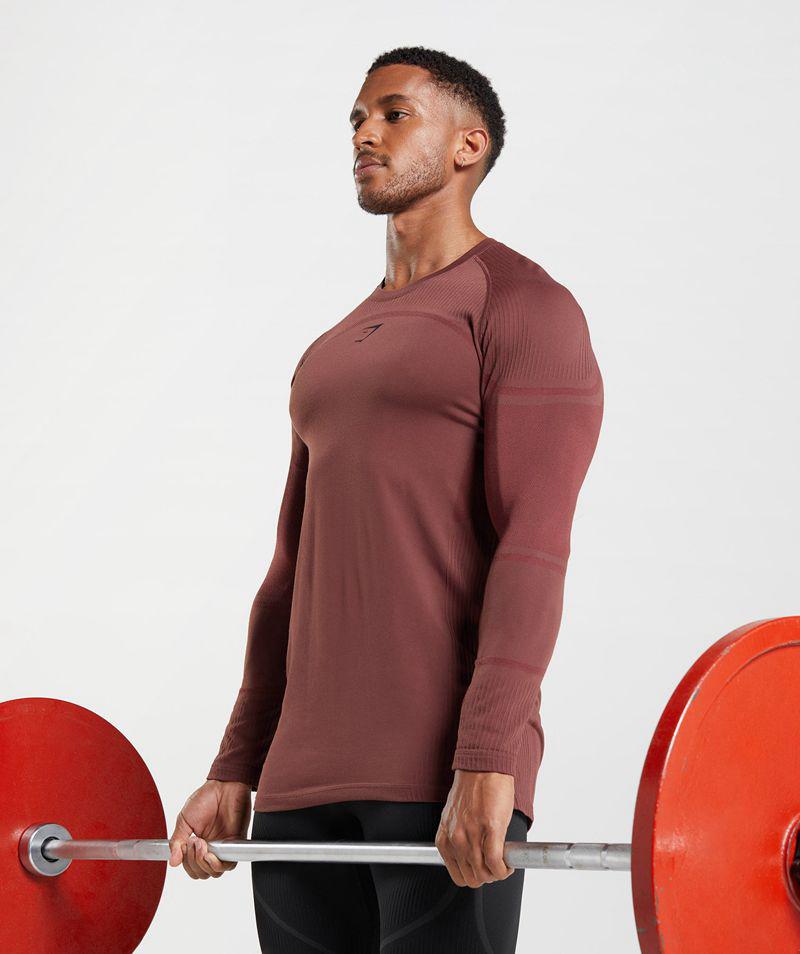 Gymshark 315 Long Sleeve T-Shirts Férfi Bordó  Hungary |  ODBGV-6541