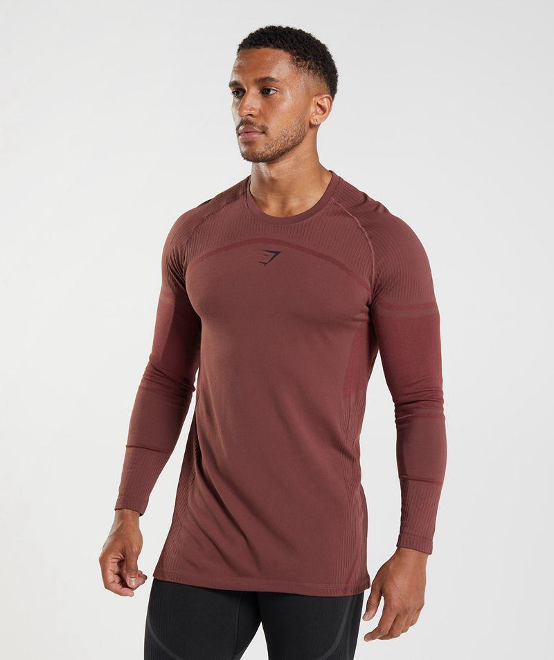 Gymshark 315 Long Sleeve T-Shirts Férfi Bordó  Hungary |  ODBGV-6541