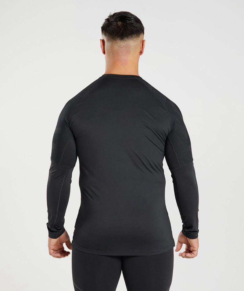 Gymshark 315 Long Sleeve T-Shirts Férfi Fekete  Hungary |  QSGZY-9683