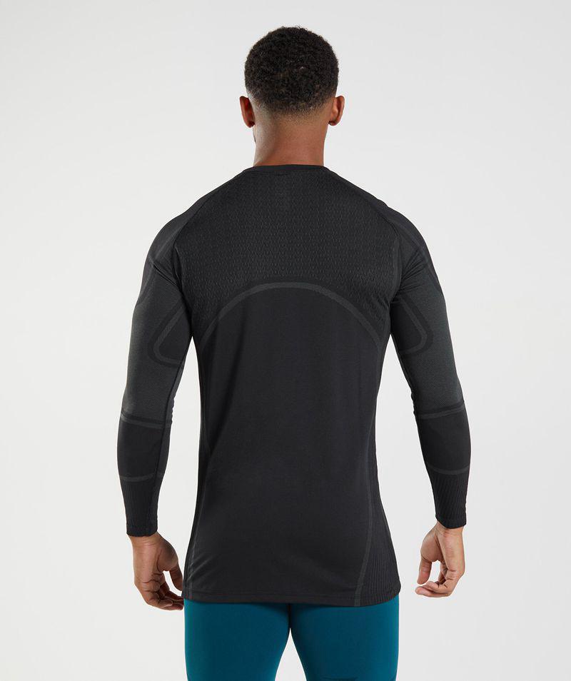 Gymshark 315 Long Sleeve T-Shirts Férfi Fekete  Hungary |  UTZBF-2896