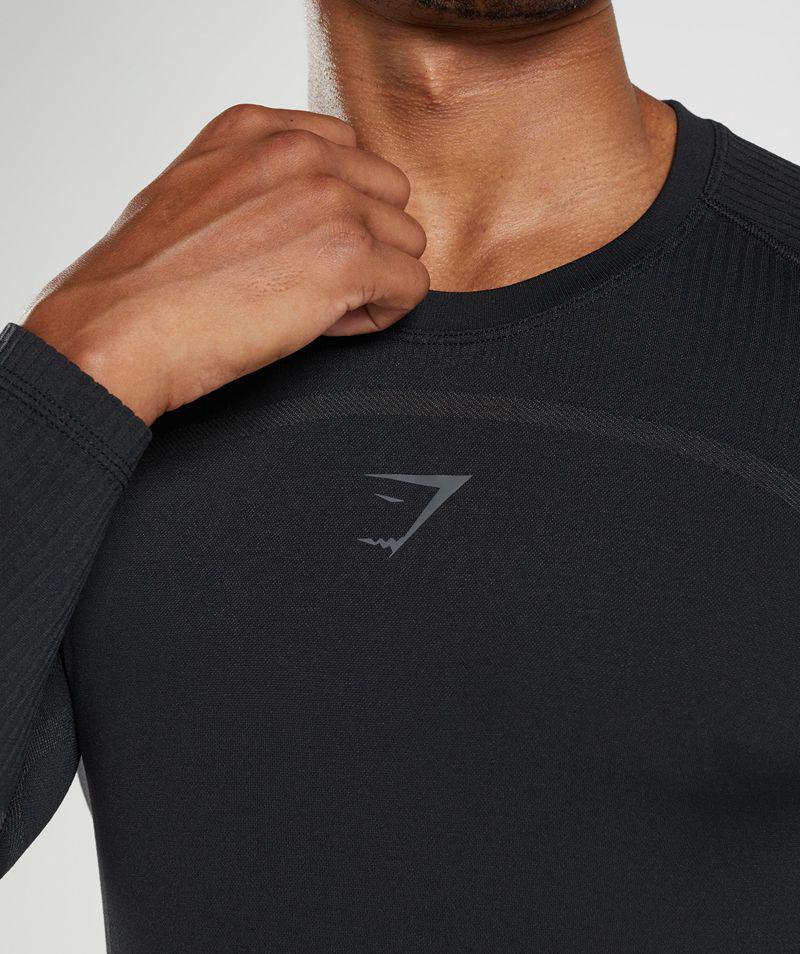 Gymshark 315 Long Sleeve T-Shirts Férfi Fekete  Hungary |  UTZBF-2896