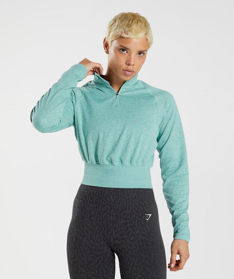 Gymshark 315 Long Sleeve Warmup Felsők Női Türkiz  Hungary |  CPUFH-5419