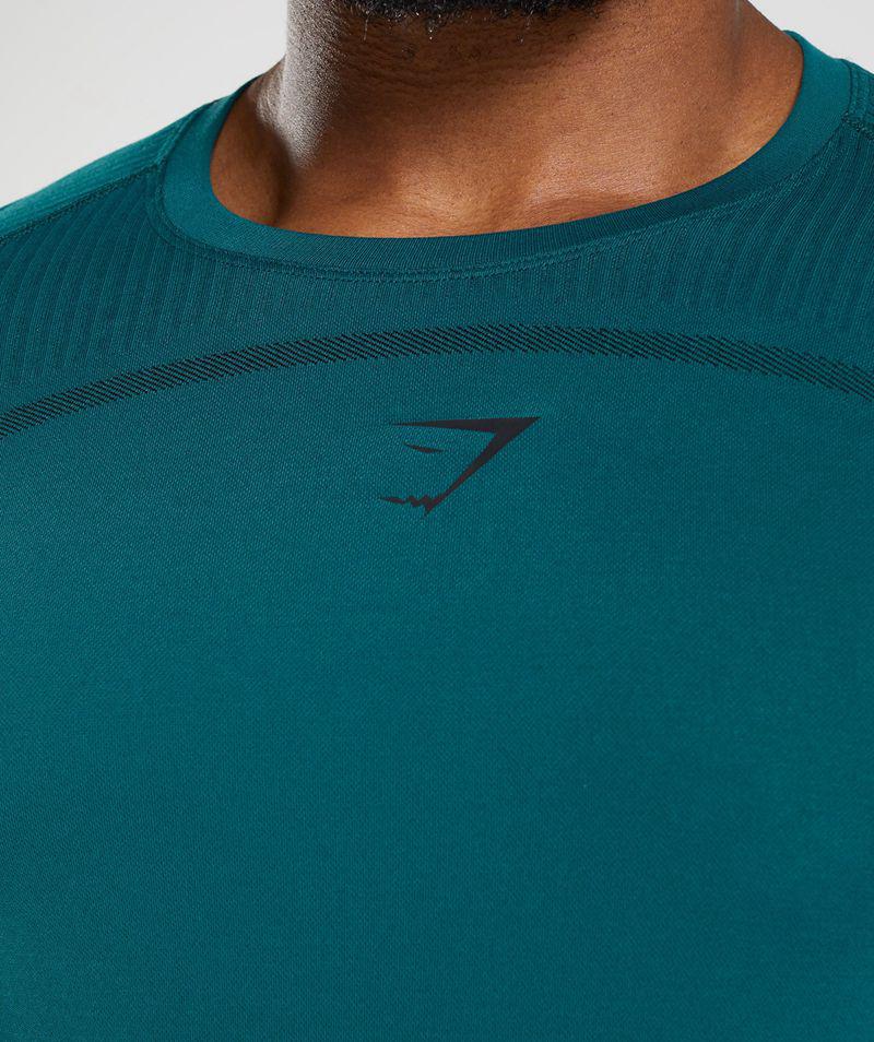 Gymshark 315 Ls Seamless T-Shirts Férfi Türkiz  Hungary |  OKEGX-6708