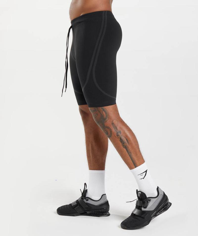 Gymshark 315 Seamless 1/2 Rövidnadrág Férfi Fekete Szürke Szürke  Hungary |  LCMDR-4923