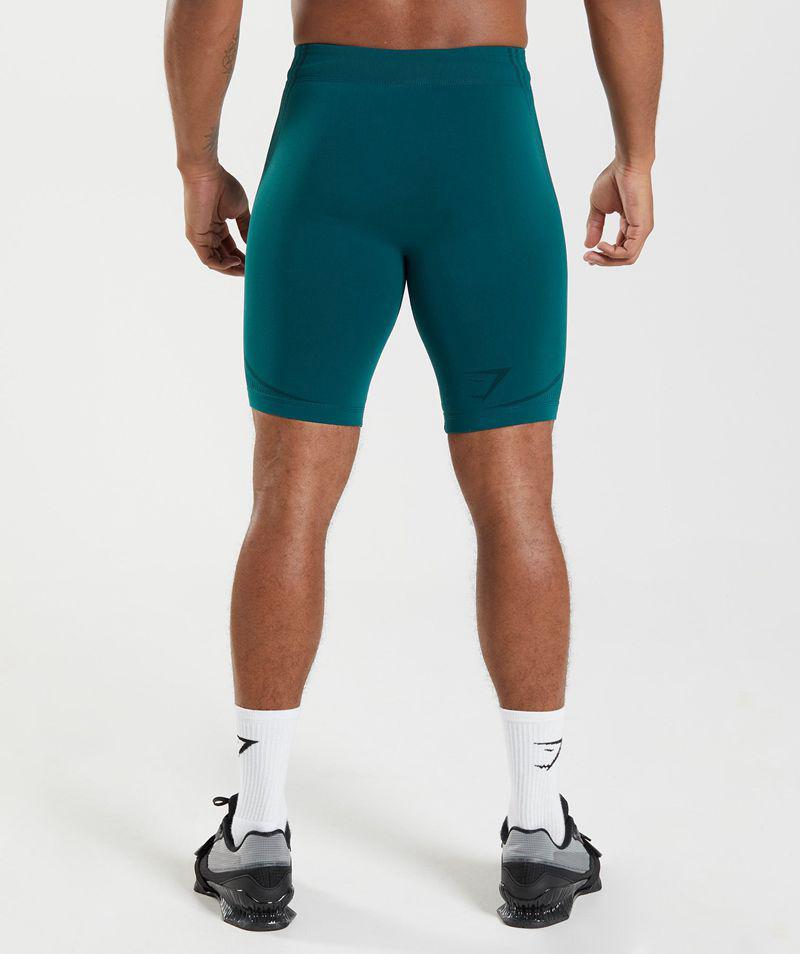 Gymshark 315 Seamless 1/2 Rövidnadrág Férfi Türkiz  Hungary |  QXMVG-5104