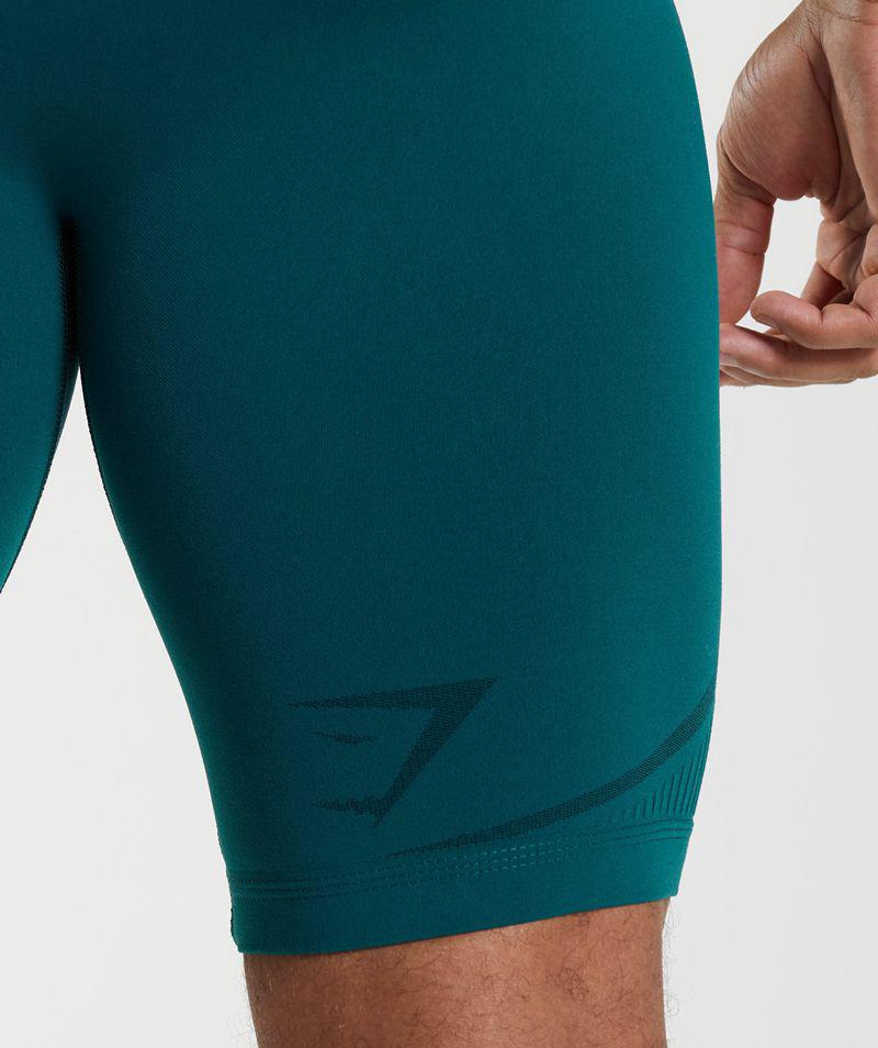 Gymshark 315 Seamless 1/2 Rövidnadrág Férfi Türkiz  Hungary |  QXMVG-5104