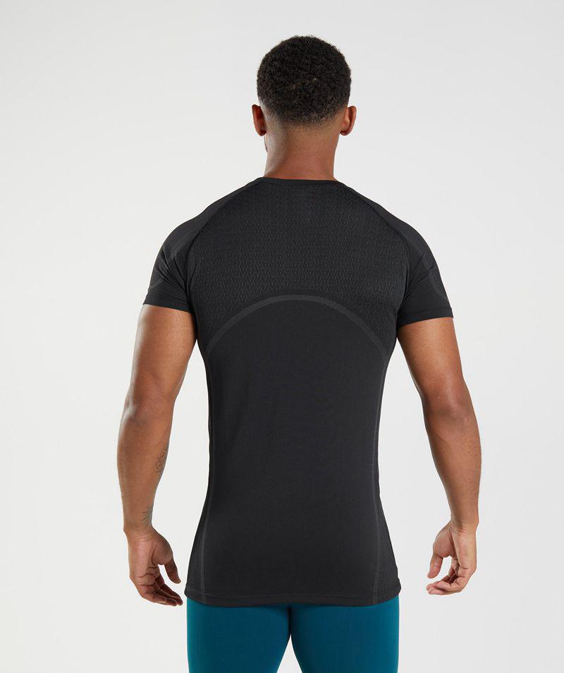 Gymshark 315 Seamless T-Shirts Férfi Fekete  Hungary |  EFTMP-2097