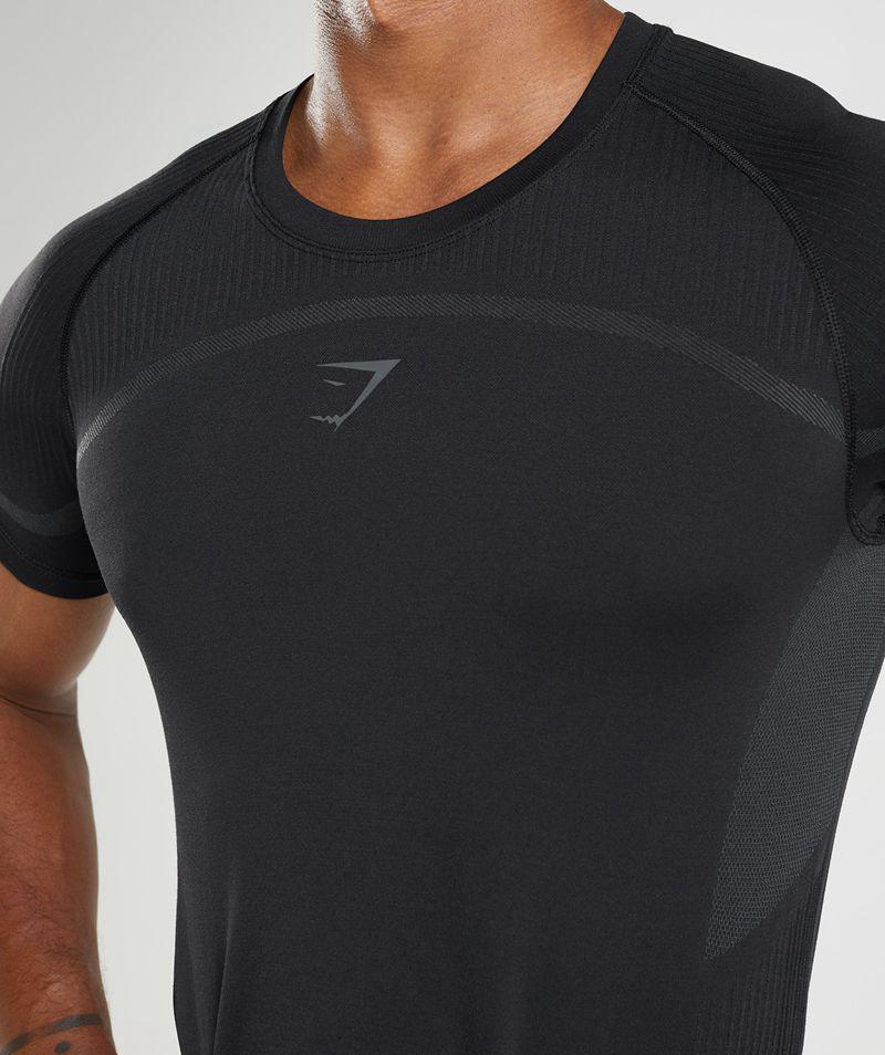 Gymshark 315 Seamless T-Shirts Férfi Fekete  Hungary |  EFTMP-2097