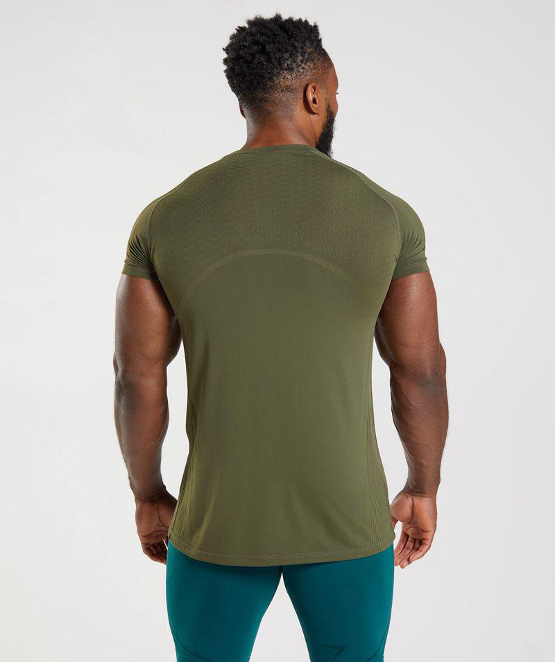 Gymshark 315 Seamless T-Shirts Férfi Olivazöld  Hungary |  JYVQU-8367