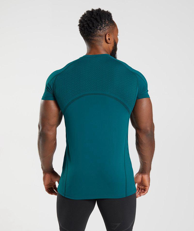 Gymshark 315 Seamless T-Shirts Férfi Türkiz  Hungary |  TNPUM-8105