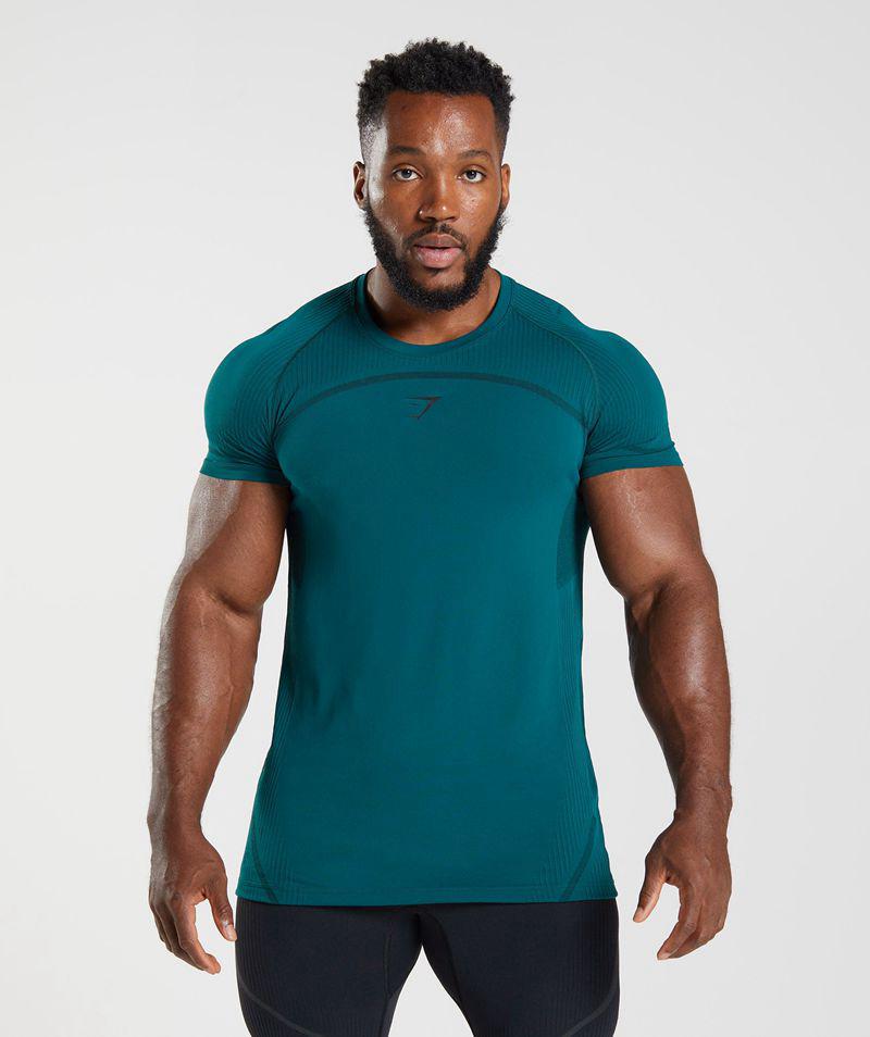 Gymshark 315 Seamless T-Shirts Férfi Türkiz  Hungary |  TNPUM-8105