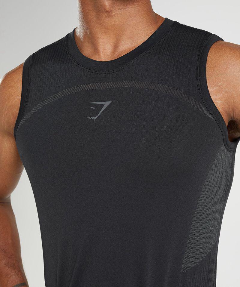 Gymshark 315 Seamless Ujjatlan Póló Férfi Fekete  Hungary |  FUCZB-9341