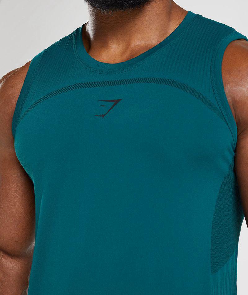 Gymshark 315 Seamless Ujjatlan Póló Férfi Türkiz  Hungary |  ISJUR-4095