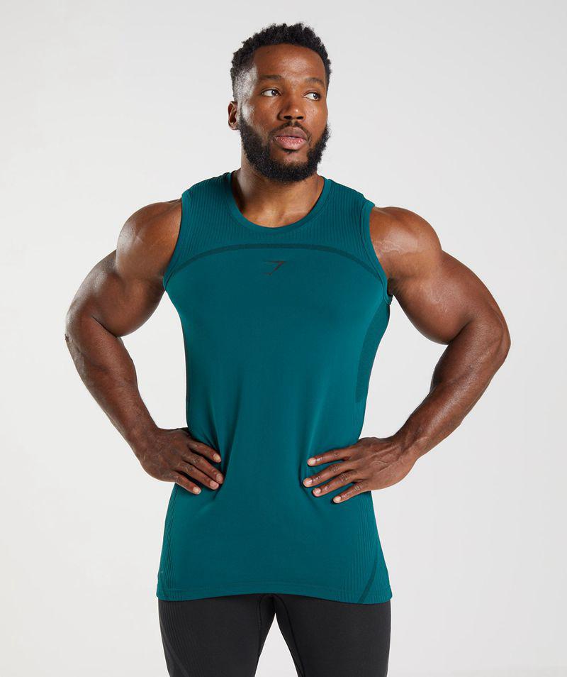 Gymshark 315 Seamless Ujjatlan Póló Férfi Türkiz  Hungary |  ISJUR-4095