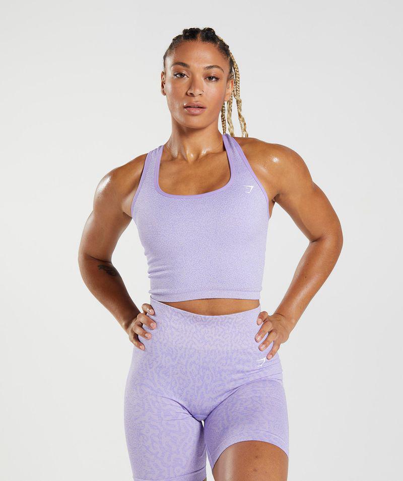 Gymshark Adapt Animal Seamless Crop Ujjatlan Póló Női Lila  Hungary |  GKWLE-5624