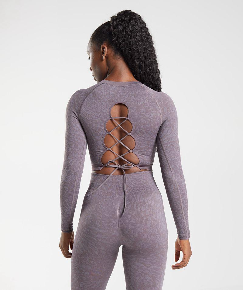 Gymshark Adapt Animal Seamless Csipke Up Back Felsők Női Lila  Hungary |  YBRNU-3648