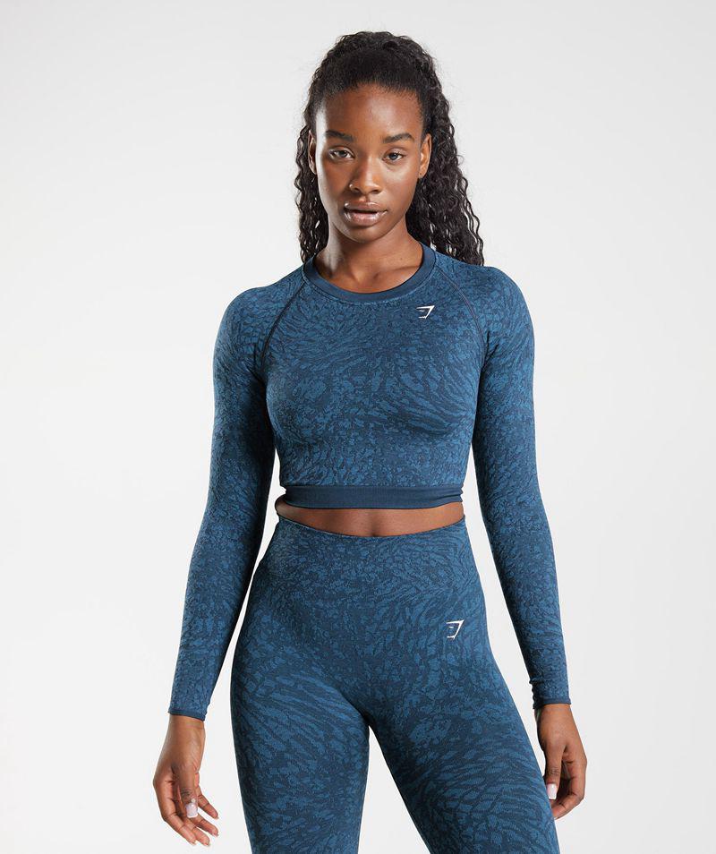 Gymshark Adapt Animal Seamless Csipke Up Back Felsők Női Sötétkék  Hungary |  YPJLK-8934