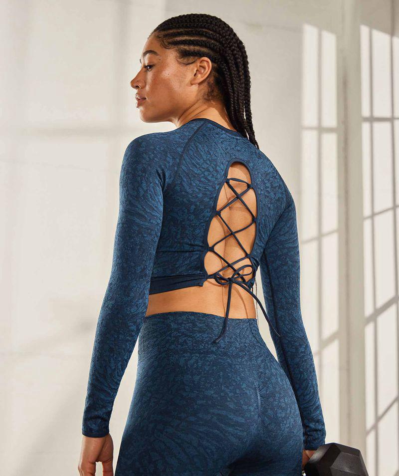 Gymshark Adapt Animal Seamless Csipke Up Back Felsők Női Sötétkék  Hungary |  YPJLK-8934