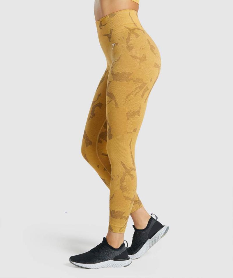 Gymshark Adapt Camo Seamless Leggings Női Sárga  Hungary |  PMGYW-9274