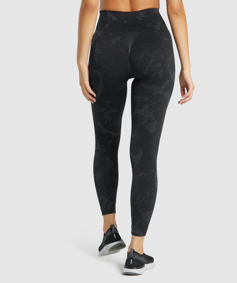 Gymshark Adapt Camo Seamless Leggings Női Fekete  Hungary |  QHTWG-1268