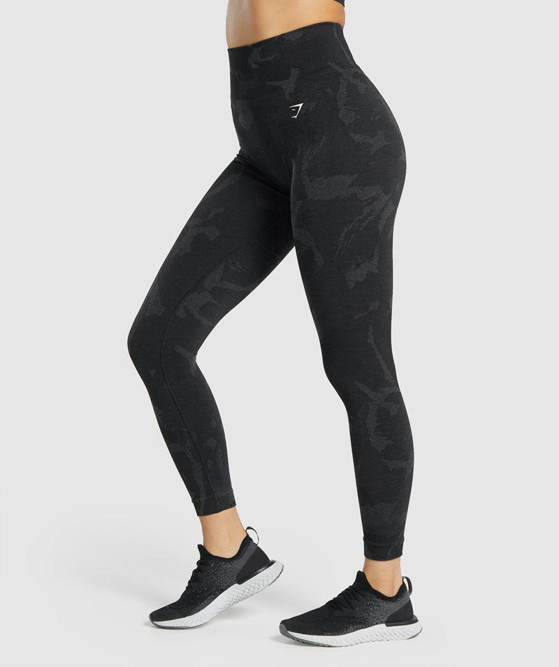 Gymshark Adapt Camo Seamless Leggings Női Fekete  Hungary |  QHTWG-1268