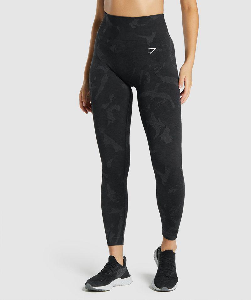 Gymshark Adapt Camo Seamless Leggings Női Fekete  Hungary |  QHTWG-1268