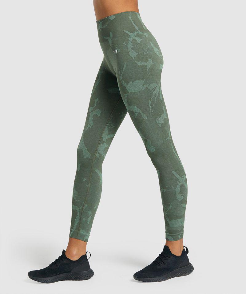 Gymshark Adapt Camo Seamless Leggings Női Zöld  Hungary |  YFLOB-8243