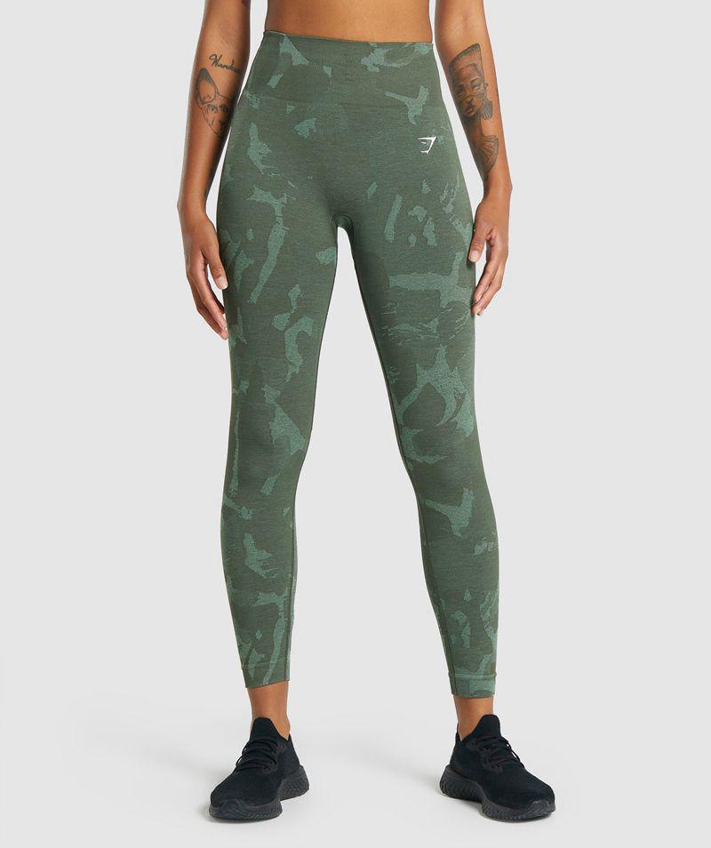 Gymshark Adapt Camo Seamless Leggings Női Zöld  Hungary |  YFLOB-8243