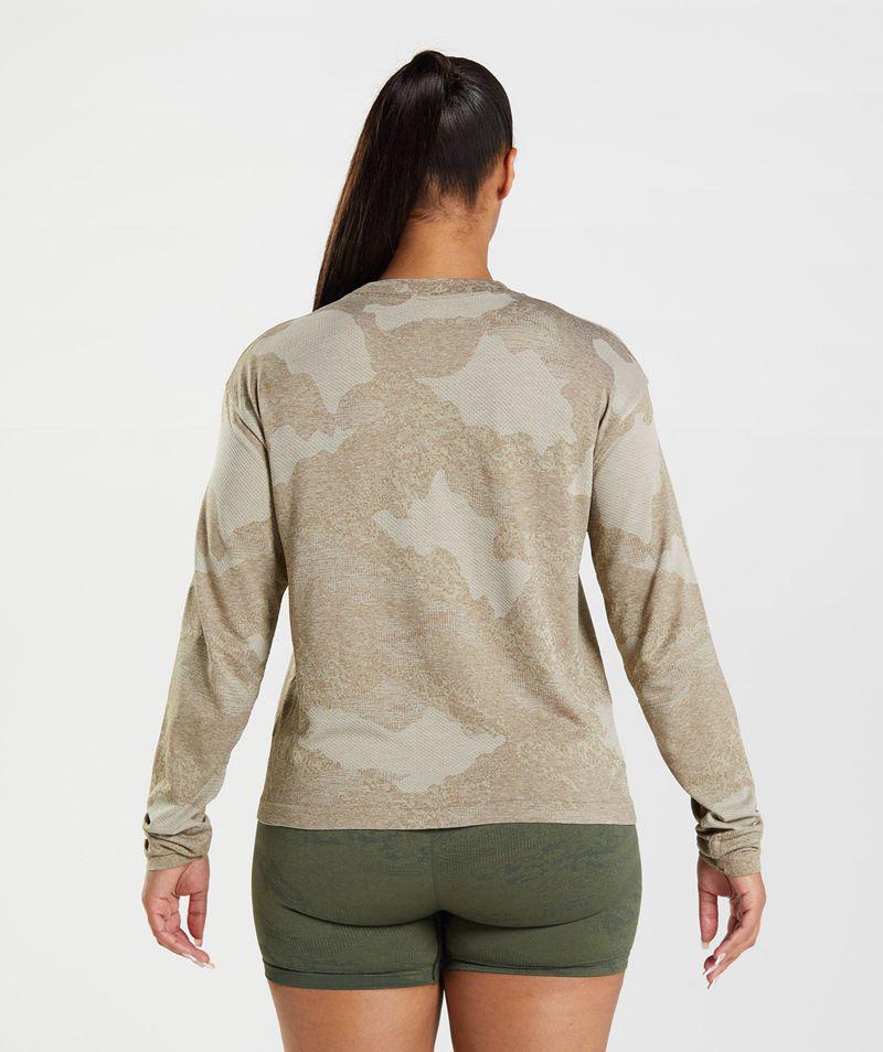 Gymshark Adapt Camo Seamless Long Sleeve Felsők Női Szürke Barna  Hungary |  CTWIQ-6539