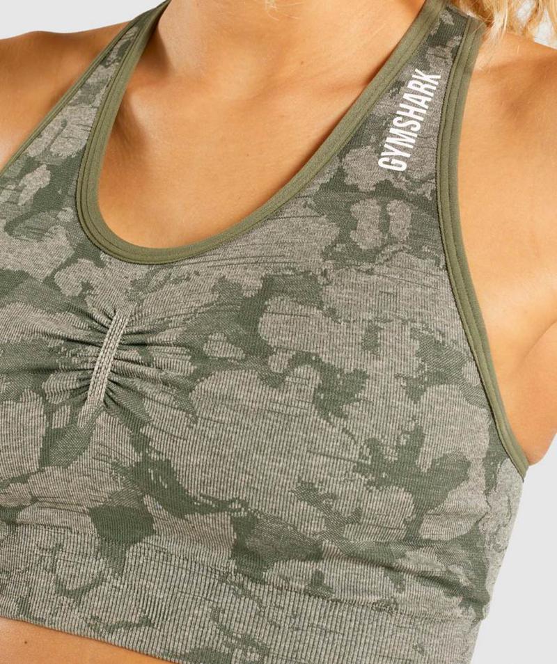 Gymshark Adapt Camo Seamless Racer Back Sportmelltartó Női Zöld  Hungary |  GCYKJ-9268