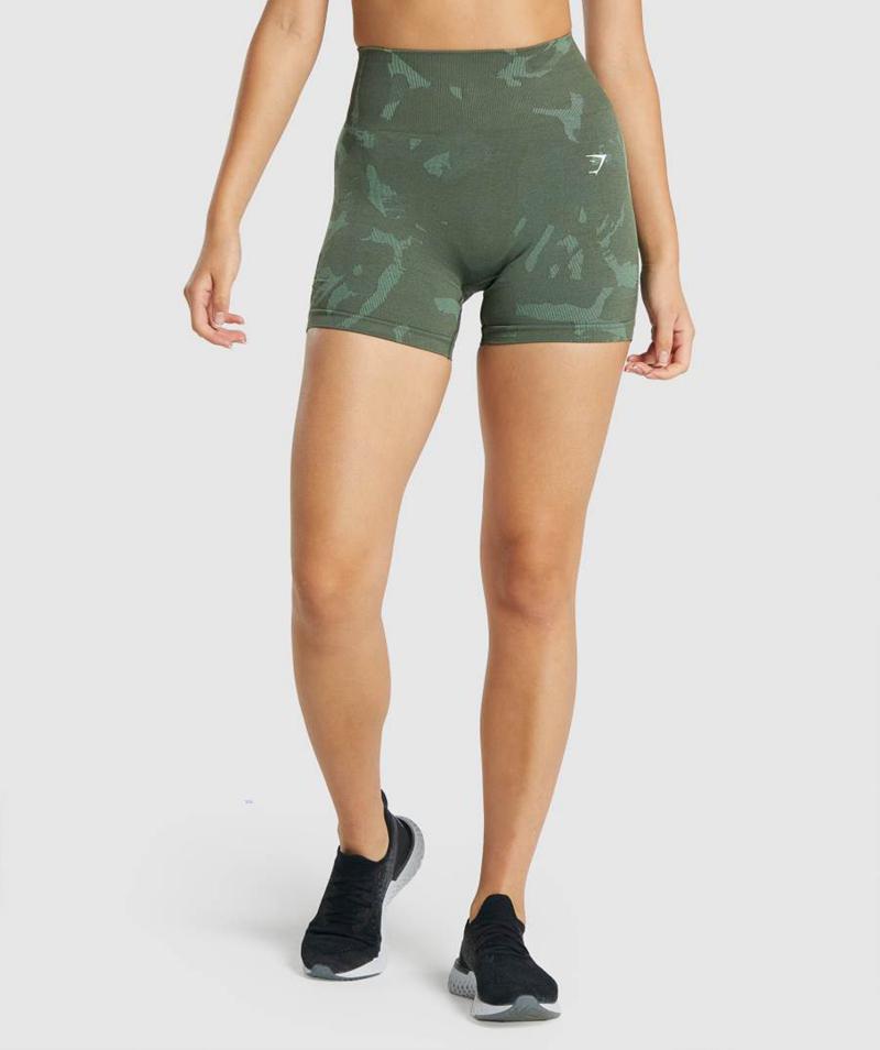 Gymshark Adapt Camo Seamless Rövidnadrág Női Zöld  Hungary |  AXHUV-5430