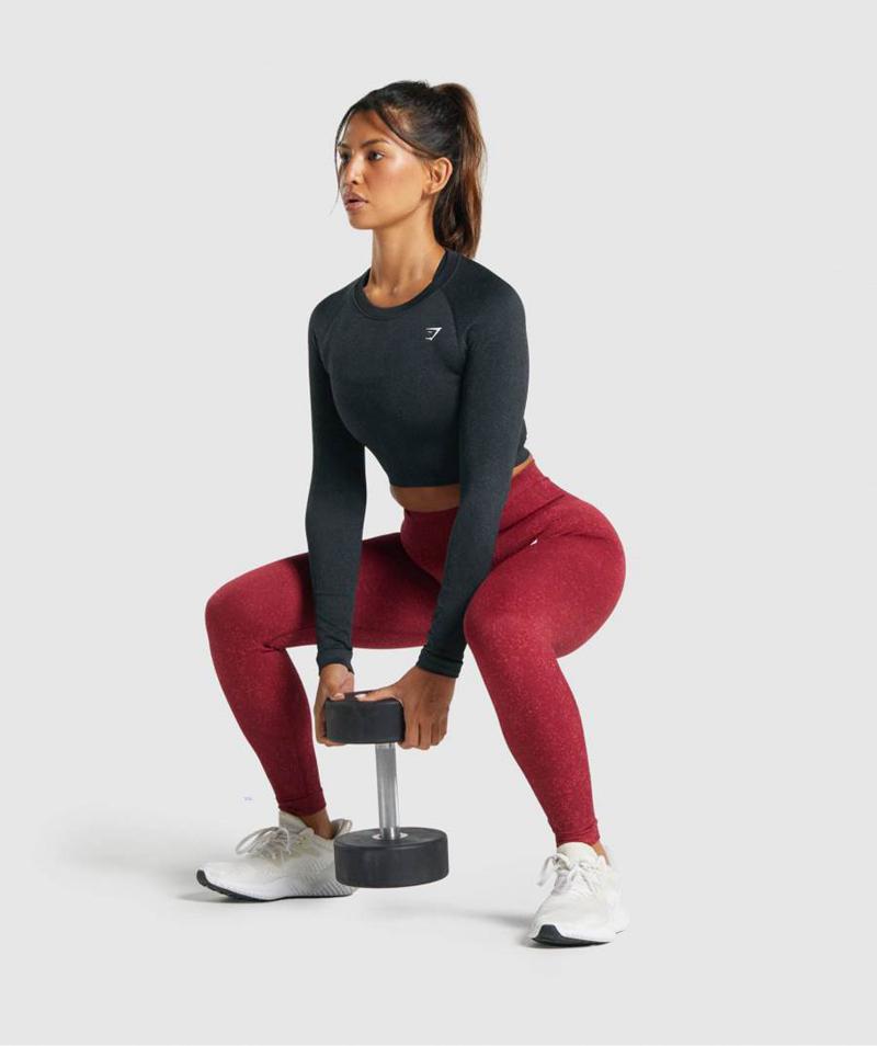 Gymshark Adapt Fleck Seamless Long Sleeve Vágott Felsők Női Fekete  Hungary |  FXKUQ-6457