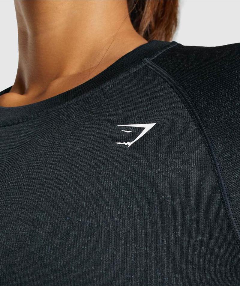 Gymshark Adapt Fleck Seamless Long Sleeve Vágott Felsők Női Fekete  Hungary |  FXKUQ-6457