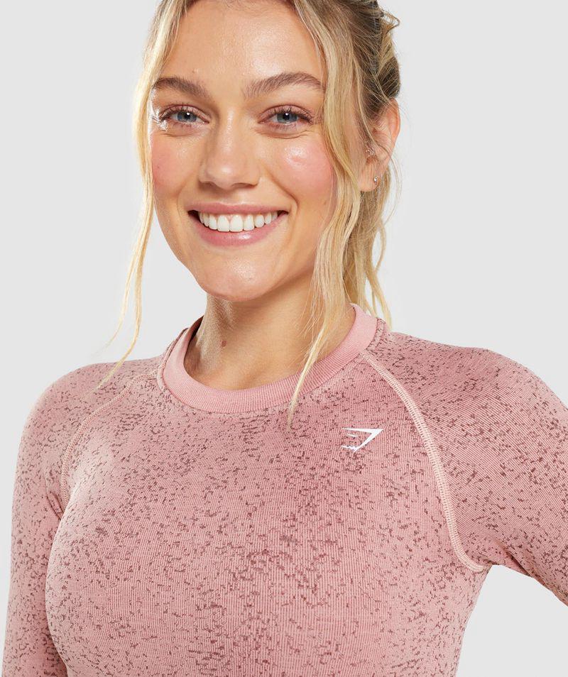 Gymshark Adapt Fleck Seamless Long Sleeve Crop Felsők Női Rózsaszín  Hungary |  NXHTY-2176