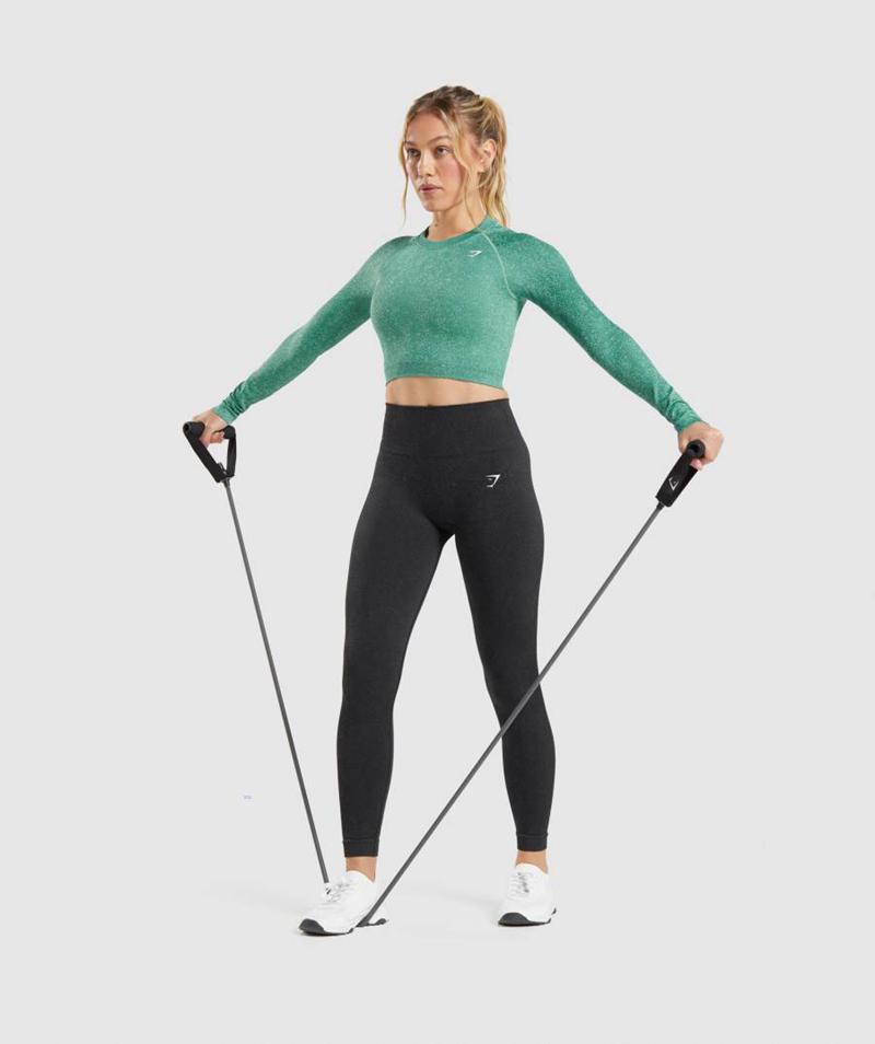 Gymshark Adapt Fleck Seamless Long Sleeve Vágott Felsők Női Mélyzöld Zöld  Hungary |  PFSWQ-2930