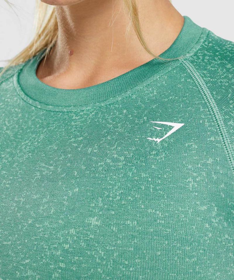 Gymshark Adapt Fleck Seamless Long Sleeve Vágott Felsők Női Mélyzöld Zöld  Hungary |  PFSWQ-2930