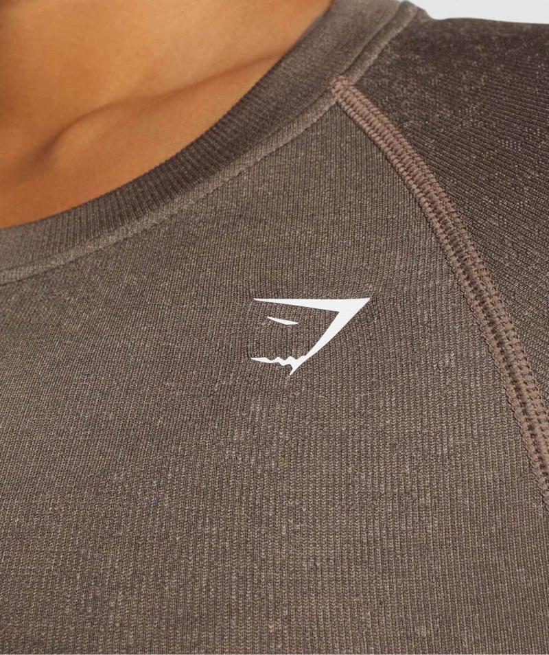 Gymshark Adapt Fleck Seamless Long Sleeve Vágott Felsők Női Barna  Hungary |  WKLQB-0259