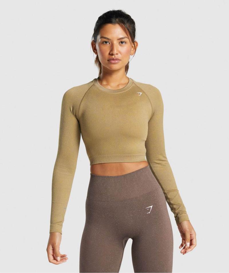 Gymshark Adapt Fleck Seamless Long Sleeve Vágott Felsők Női Világos Barna  Hungary |  XTLQR-0583