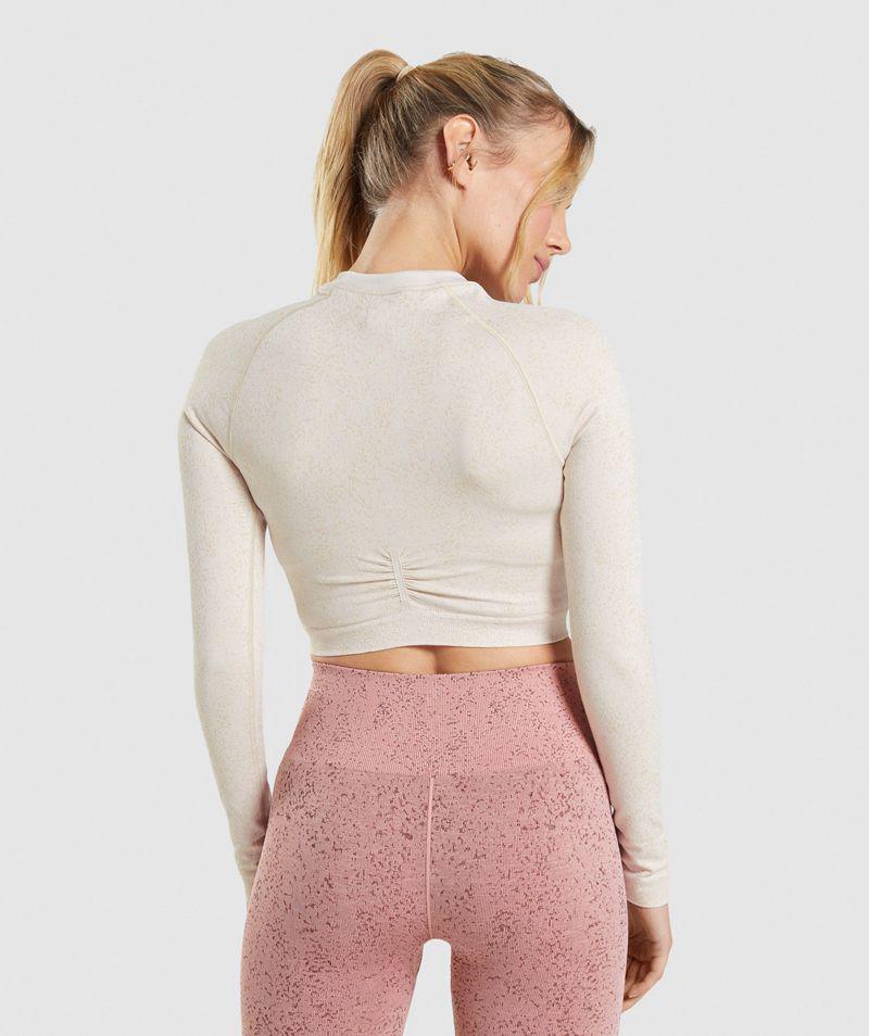 Gymshark Adapt Fleck Seamless Long Sleeve Crop Felsők Női Fehér  Hungary |  ZXJTC-0489