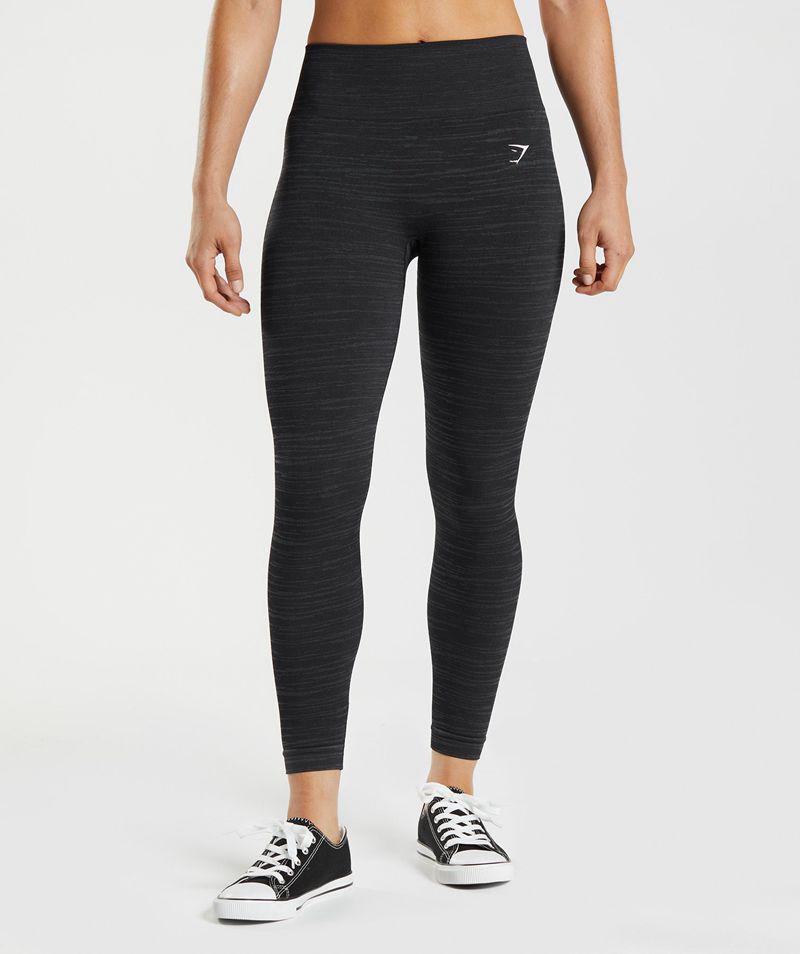 Gymshark Adapt Marl Seamless Leggings Női Fekete  Hungary |  VGBJY-8937