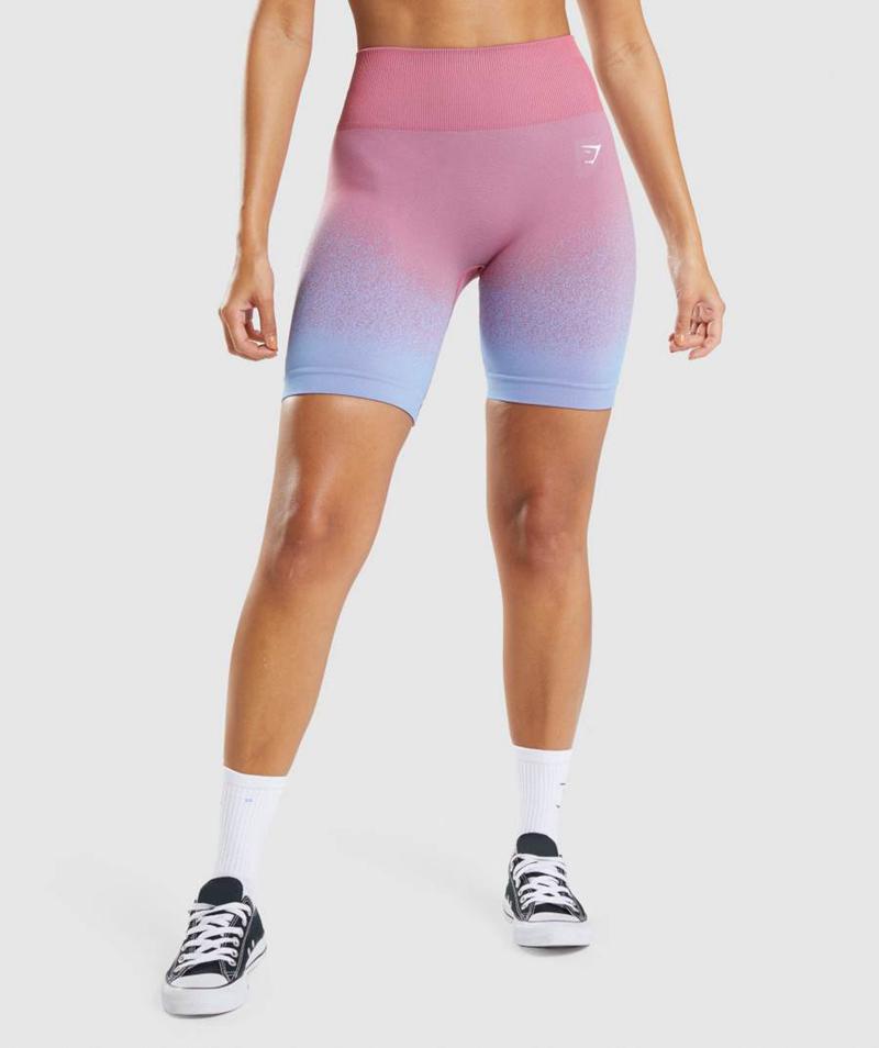 Gymshark Adapt Ombre Seamless Cycling Rövidnadrág Női Rózsaszín Rózsaszín Világos Kék  Hungary |  MGXFY-9867