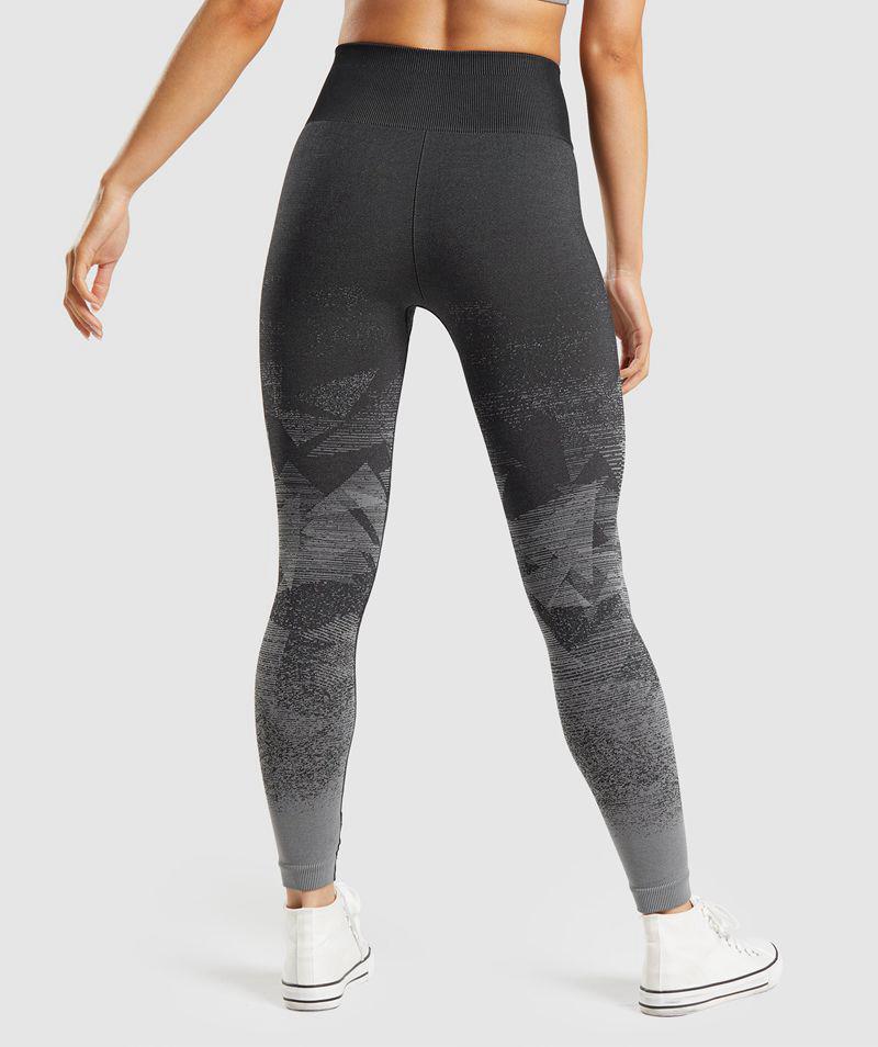 Gymshark Adapt Ombre Seamless Leggings Női Fekete  Hungary |  ADQRJ-8761