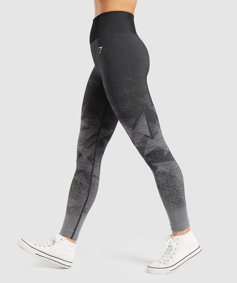 Gymshark Adapt Ombre Seamless Leggings Női Fekete  Hungary |  ADQRJ-8761