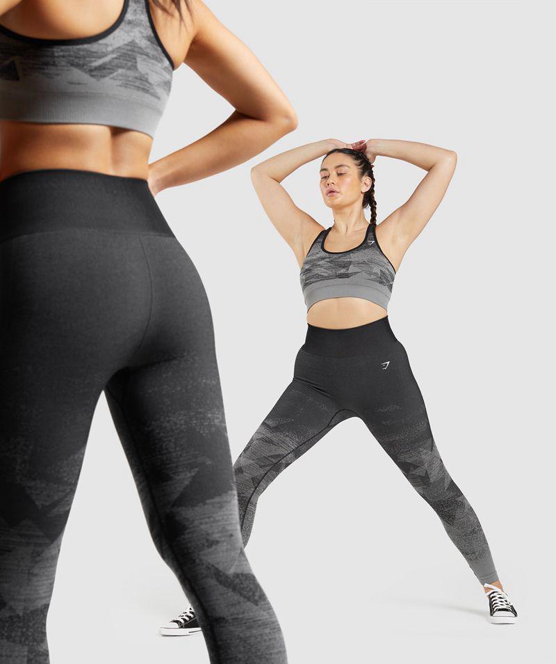 Gymshark Adapt Ombre Seamless Leggings Női Fekete  Hungary |  ADQRJ-8761