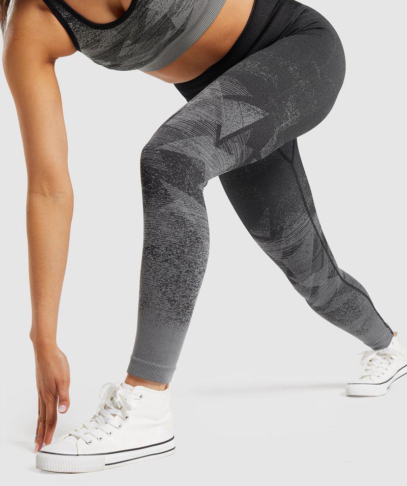 Gymshark Adapt Ombre Seamless Leggings Női Fekete  Hungary |  ADQRJ-8761