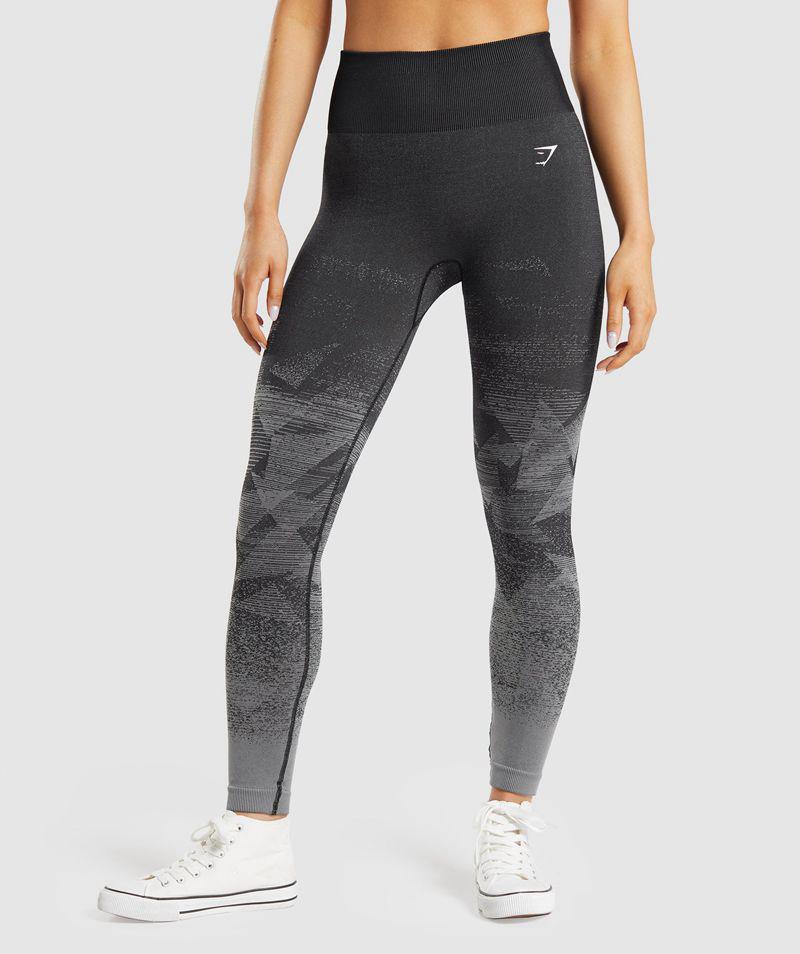 Gymshark Adapt Ombre Seamless Leggings Női Fekete  Hungary |  ADQRJ-8761