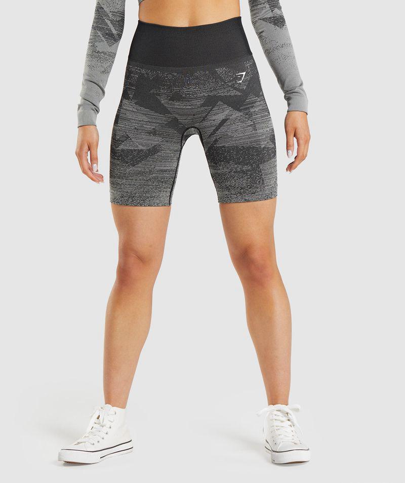 Gymshark Adapt Ombre Seamless Rövidnadrág Női Fekete  Hungary |  TQXDR-7049