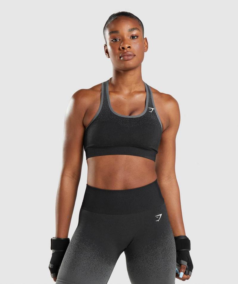 Gymshark Adapt Ombre Seamless Sportmelltartó Női Fekete Szürke  Hungary |  ZBTFC-2487